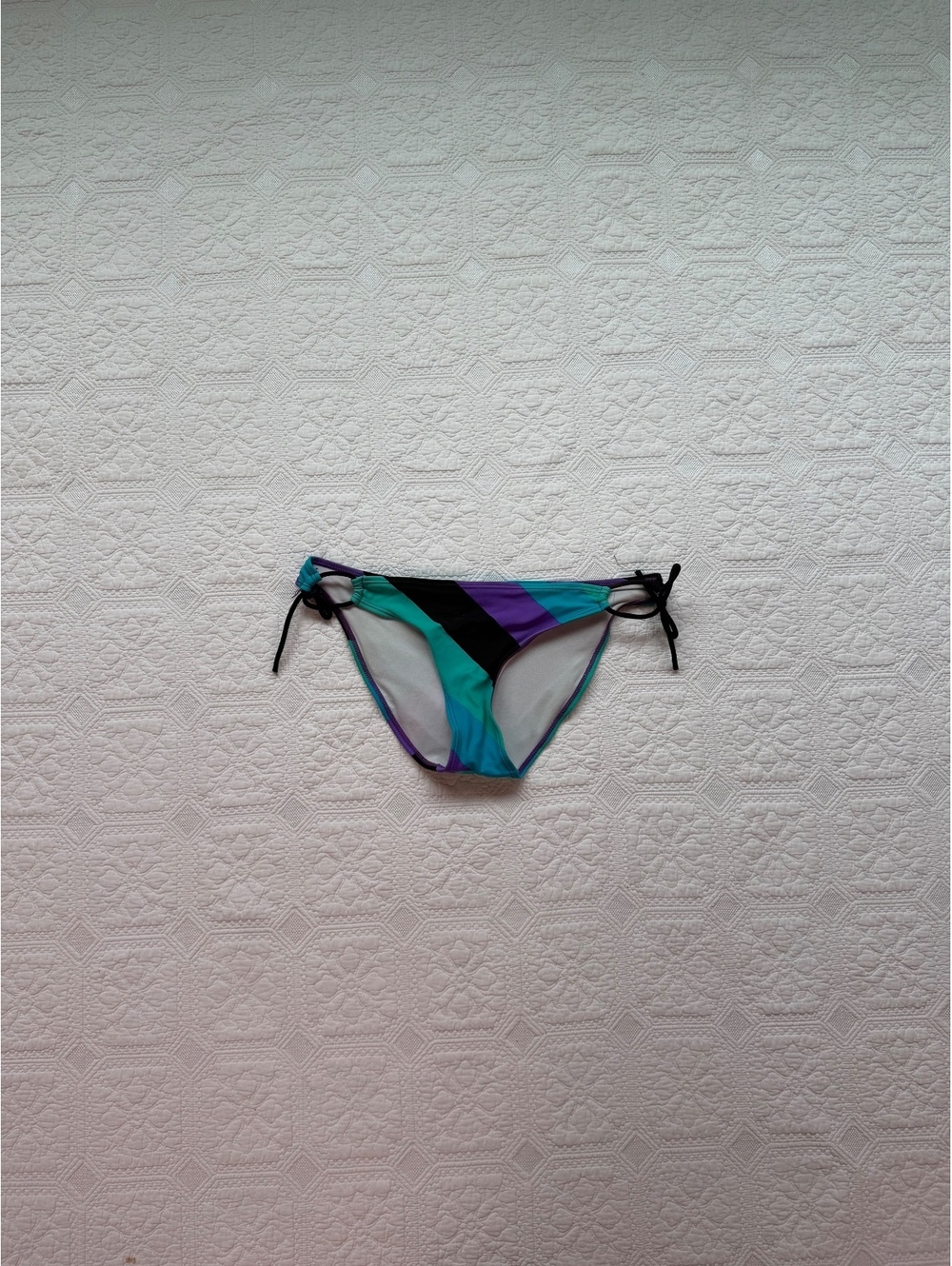 Y2K Hula Honey Women's Size M Colorful Striped Bikini Bottom with Side Ties